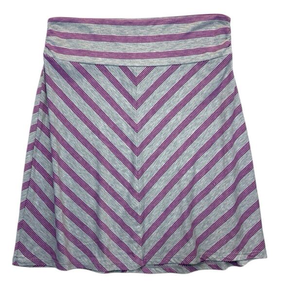 FADED GLORY GRAY PINK CHEVRON STRIPE KNEE LENGTH A-LINE SKIRT SIZE Large 12-14 - Picture 1 of 5